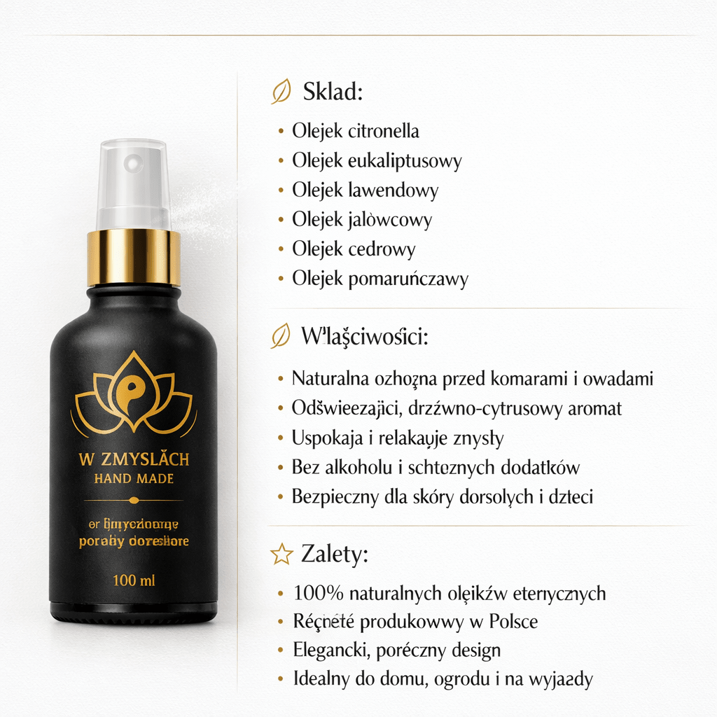 Spray na komary 100 ml - ekologiczny, tylko z naturalnych olejków eterycznych - W Zmysłach
