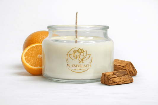 "Dry Wood & Citrus" 330ml - zapachowa, męska świeca sojowa - W Zmysłach