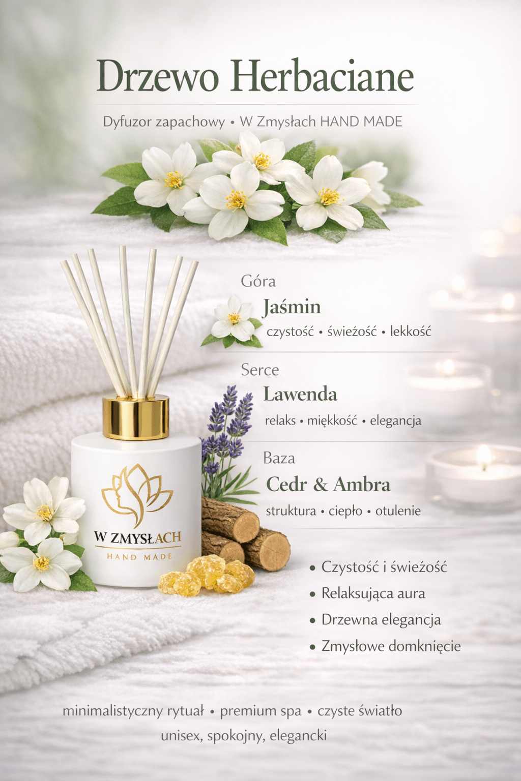 "Herbal & Herbs" 100ml - Dyfuzor zapachowy, patyczkowy. Herbata, lawenda. - W Zmysłach