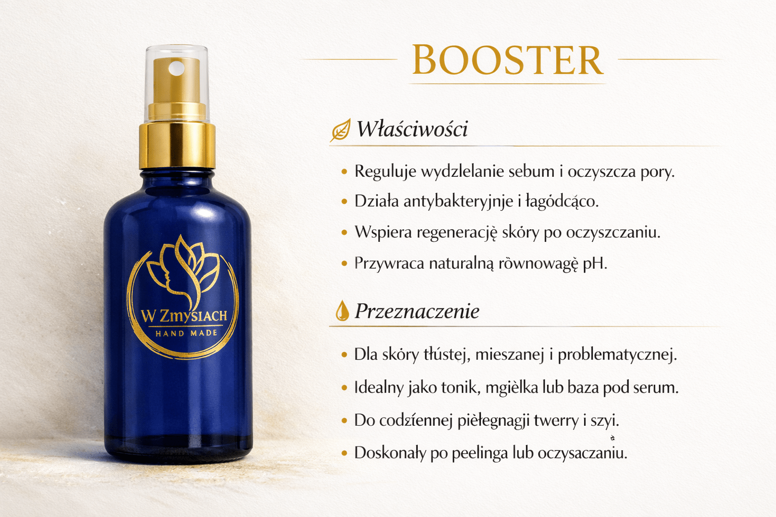 Hydrolat BOOSTER 100 ml– Jałowiec & Pokrzywa, tonizujący, naturalny, ekologiczny - W Zmysłach