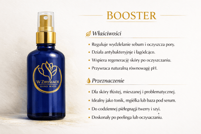 Hydrolat BOOSTER 100 ml– Jałowiec & Pokrzywa, tonizujący, naturalny, ekologiczny - W Zmysłach