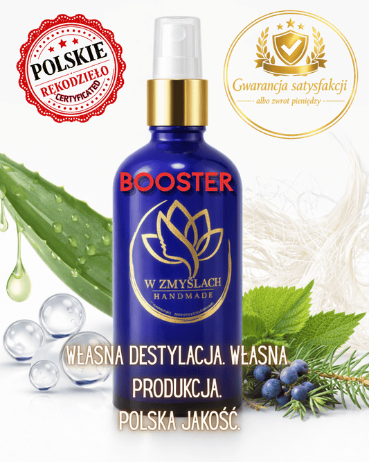 Hydrolat BOOSTER 100 ml– Jałowiec & Pokrzywa, tonizujący, naturalny, ekologiczny - W Zmysłach