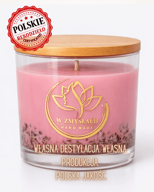 "Maison Rose" 200ml - Świeca sojowa o zapachu róży (ok. 35h palenia) - W Zmysłach