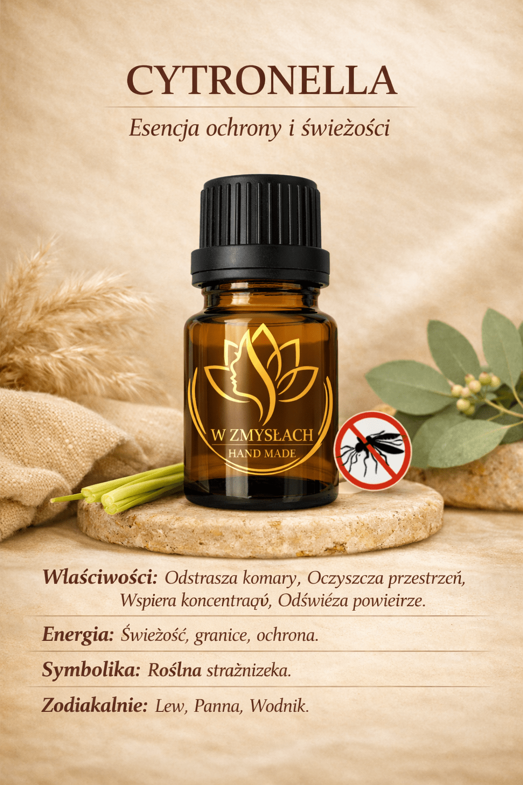 Olejek Citronellowy 10 ml - Naturalna Tarcza Świeżości i Ochrony - W Zmysłach