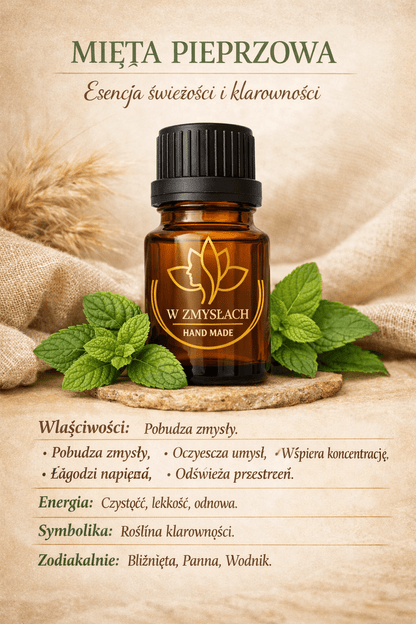 Olejek eteryczny mięta pieprzowa 10 ml 100% naturalny ręcznie destylowany - W Zmysłach
