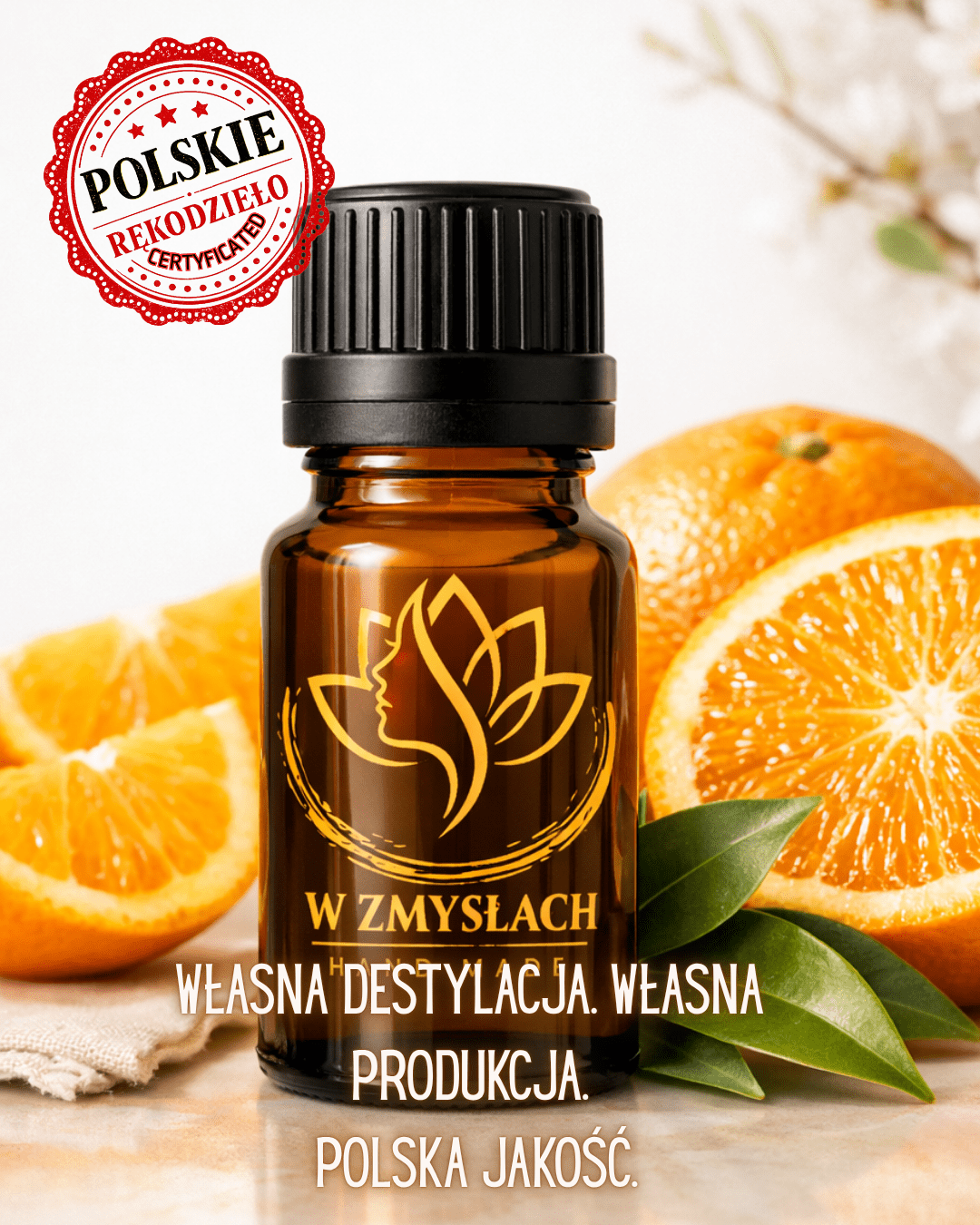 OLEJEK POMARAŃCZOWY 10 ml. Ręcznie wytwarzany. Hand made. Premium - W Zmysłach