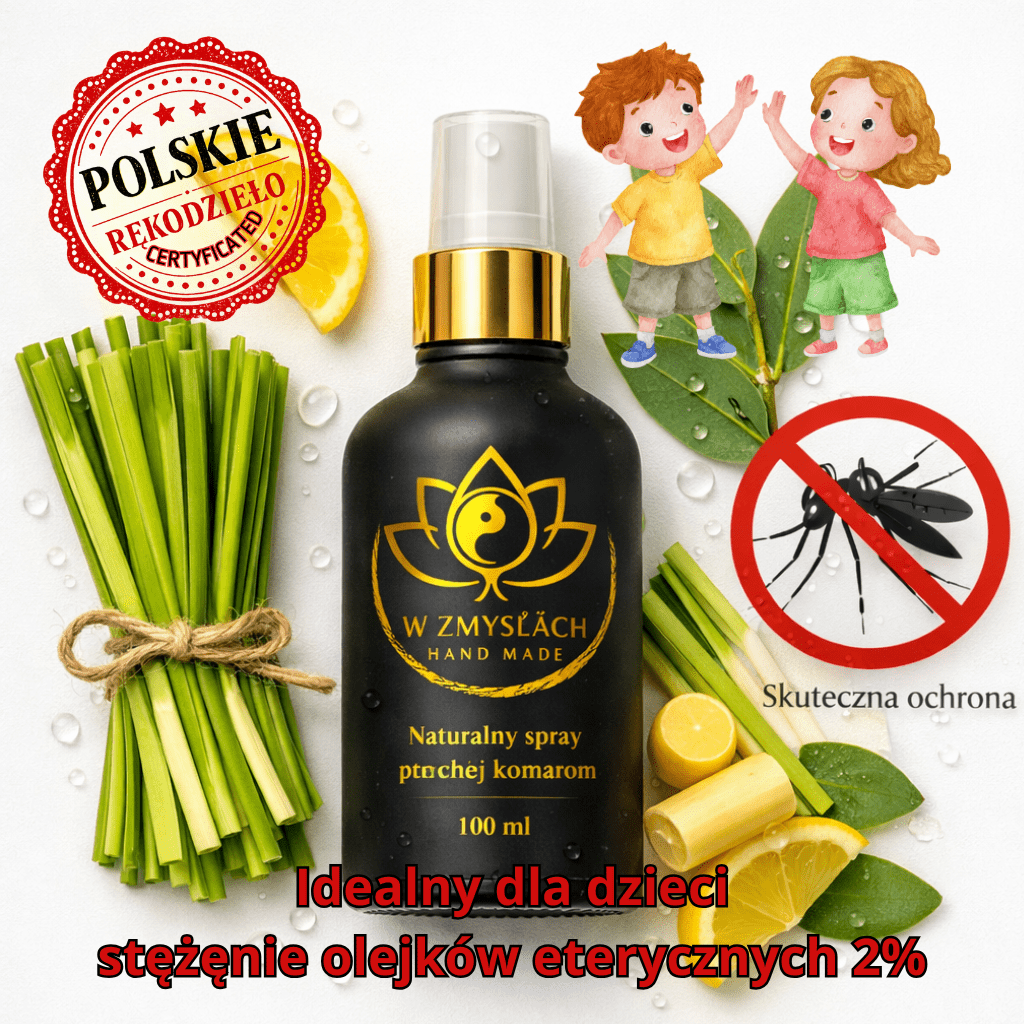 Spray na komary 100 ml 2% dla dzieci - ekologiczny, tylko z naturalnych olejków eterycznych - W Zmysłach