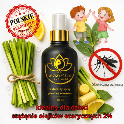 Spray na komary 100 ml 2% dla dzieci - ekologiczny, tylko z naturalnych olejków eterycznych - W Zmysłach