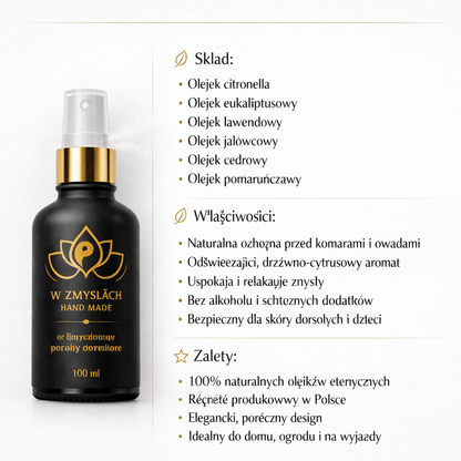 Spray na komary 100 ml - ekologiczny, tylko z naturalnych olejków eterycznych - W Zmysłach