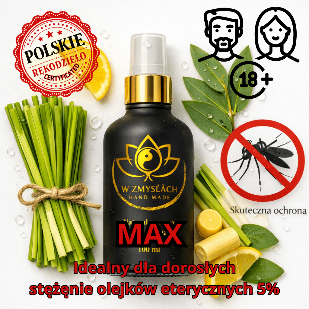 Spray na komary 100ml 5% dla dorosłych - ekologiczny, tylko z olejków eterycznych - W Zmysłach