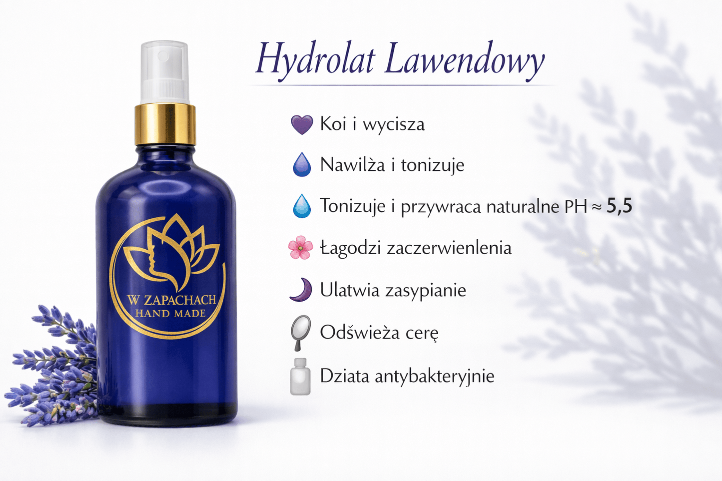 Tonizujący hydrolat z lawendy 100 ml, naturalny, ekologiczny, hand-made - W Zmysłach