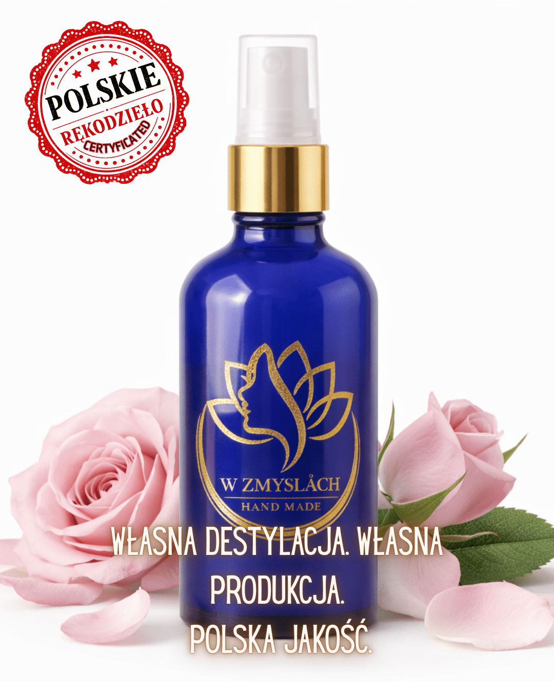 Woda różana – 100ml hydrolat z róży, eko tonik, odświeżenie, HAND MADE - W Zmysłach
