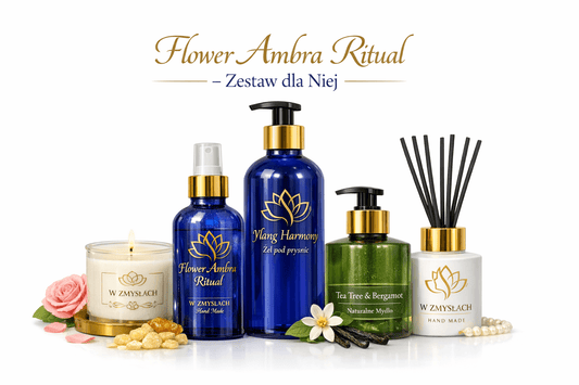 ZESTAW DLA NIEJ "FLOWER AMBRA RITUAL" el do kąpieli, mydło, świeca i więcej - W Zmysłach
